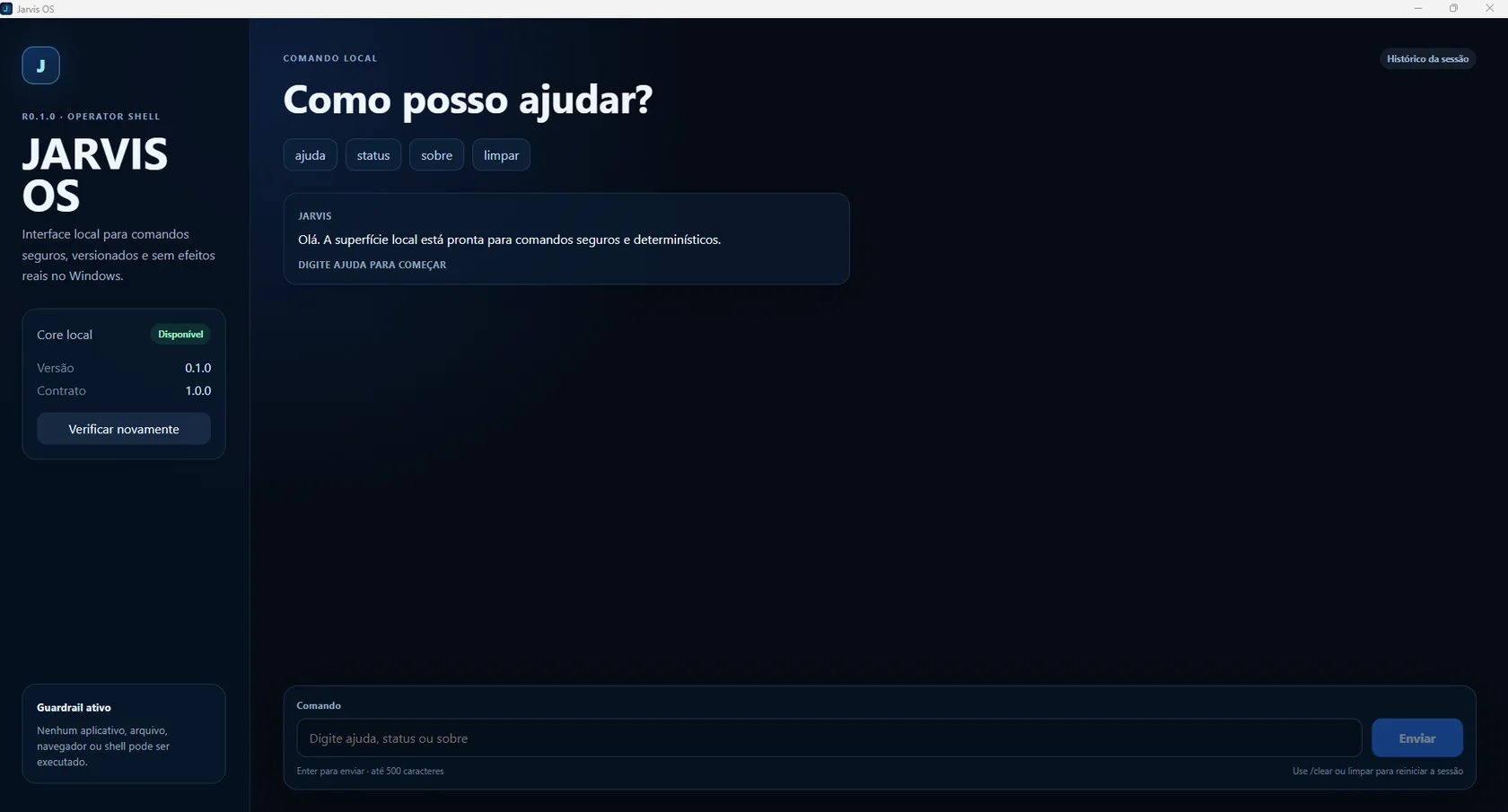 Interface principal do Jarvis OS